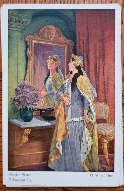 Vintage Otto Kubel Snow White Postcard Set Complete 6 Cards Uvachrom Serie 147