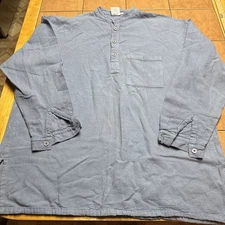 Tilley Endurables Cotton Mens Long Sleeve Henley Shirt Size Large Blue Poet