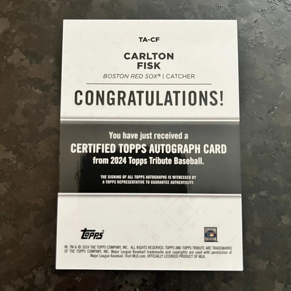 2024 Topps Tribute Autographs Blue #TA-CF Carlton Fisk /150 Boston Red Sox - Image 2 of 2