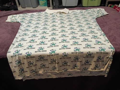 Camicia da notte vintage Notre Dame Fighting Irish stampa all over taglia XL anni 80 90 - Foto 3 di 24