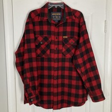 Woolrich Wool Shacket Shirt Flannel Jacket Men  s L Red Buffalo Plaid USA