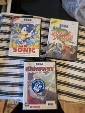 3x Sega Master system games with manuals Sonic, Rampart and Double Dragon joblot