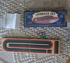 Solid Wood Cribbage Set by Cardinal With all pins, missing card, good conditions