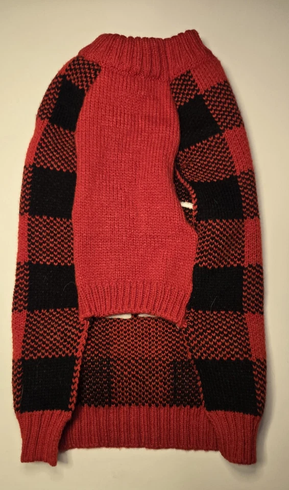 Frisco Plaid Moose Dog & Cat Sweater  Red, Black White Moose Silhouette Medium  - Image 3 of 4
