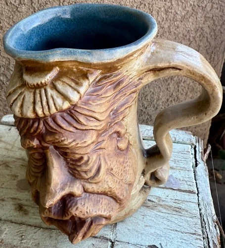 Vintage 1971 Jim Rumph Pottery "The Hangover" Tankard Mug Pink Elephant Inside