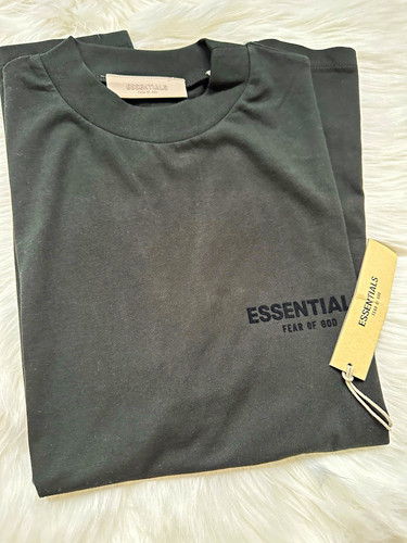Essentials Fear of God Black Logo Crew Neck Solid Women's Regular T-Shirt sz S