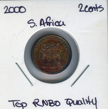 2000 South Africa 2 Cents Top Red / Toned Quality Auction # 25