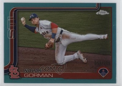 2025 Topps Chrome Teal Refractor 58/299 Nolan Gorman #80 0hw6