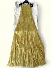Valentino Silk Dress Mustard Yellow Halter Neck Long Maxi 38 Excellent Conditio
