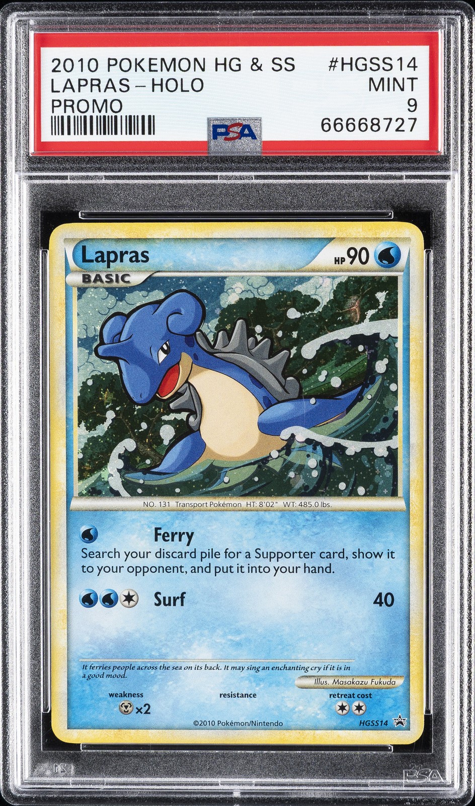 2010 POKEMON HEARTGOLD & SOULSILVER PROMO #HGSS14 LAPRAS-HOLO PSA 9