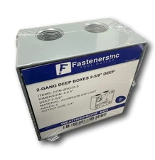 2-Gang 2-5/8" Deep Weatherproof Outlet Box Gray Five 3/4" Holes 4"x4"