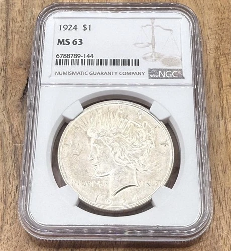 1924-P Peace Silver Dollar - NGC MS63 - Beautiful US Coin - Philadelphia Mint