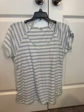 Lake Pajama Top Medium, Short-Sleeve, Striped, Pima Cotton, Blue/White