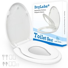 Elongated Toilet Seat With Toddler Seat Built In 18.5 Inch Soft Close White