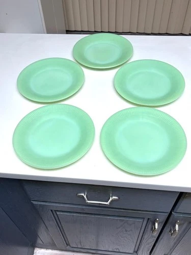 5 VINTAGE FIRE KING JADE-ITE JADITE JANE RAY 9" DINNER PLATES