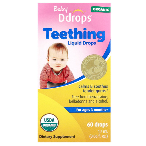 Baby, Organic Teething Liquid Drops, For Ages 3 Months+, 60 Drops, 0.06 fl oz
