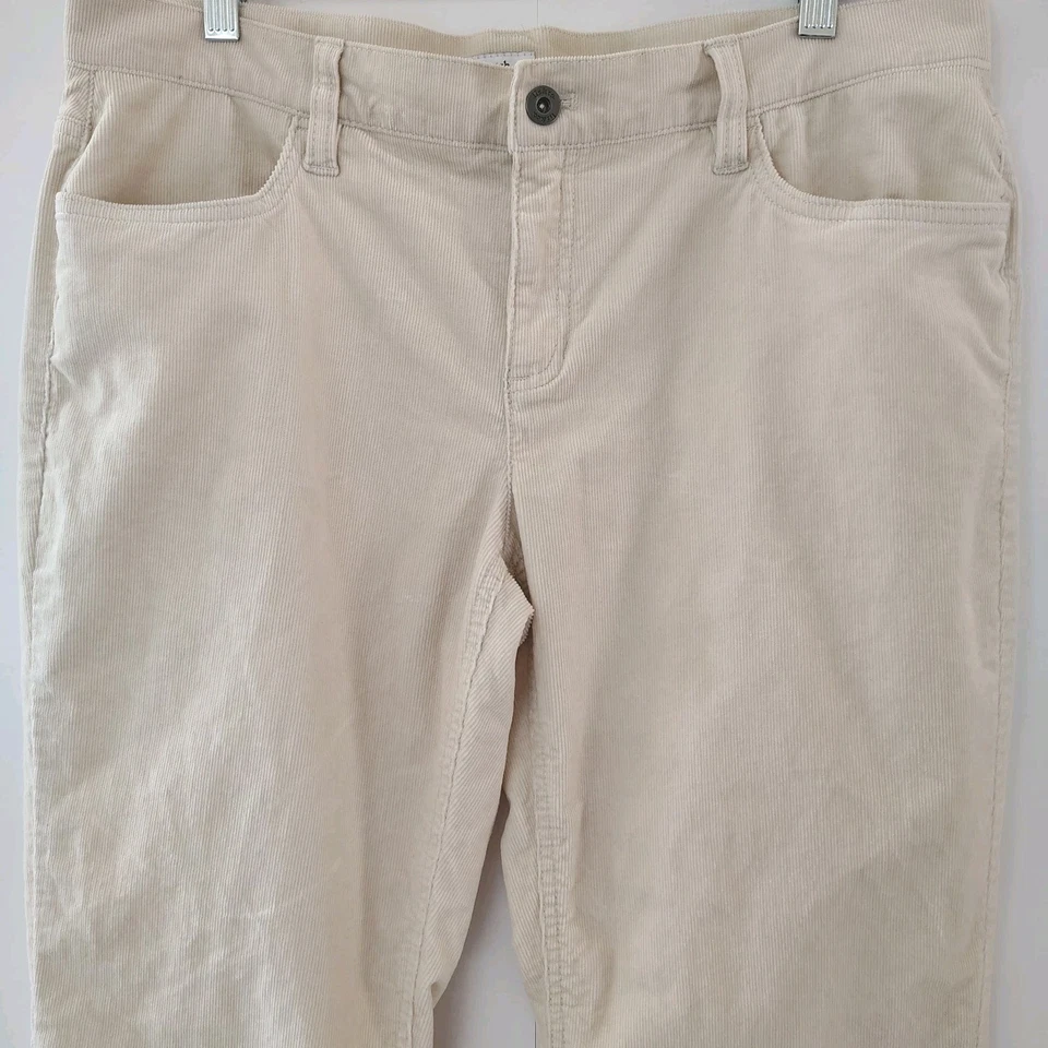 Pantalones de pana de pierna ancha Liz And Co para mujer talla 14 crema suaves elásticos cómodos  Foto 2 de 4