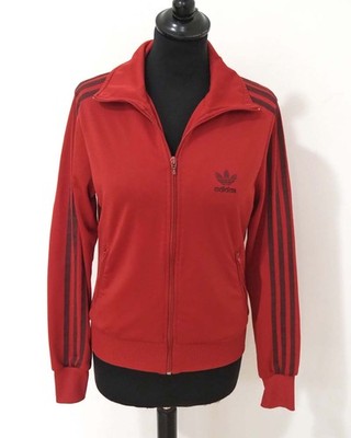 Adidas Vintage Damen Trainingsjacke Gr. 38 Rot Polyester Retro Sportiv Trefoil