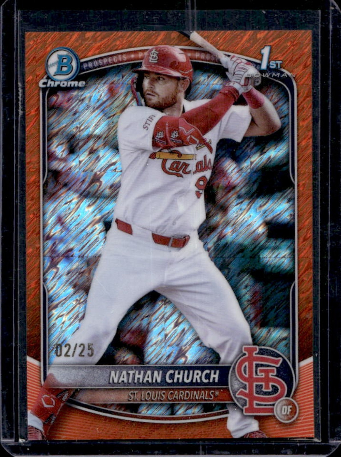 2025 Bowman Chrome Nathan Church Orange Shimmer Refractor 1st #2/25