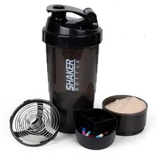 3 Layers Shaker Protein Bottle Powder Shake Cup Large Capacity Water Bottle Mixi
