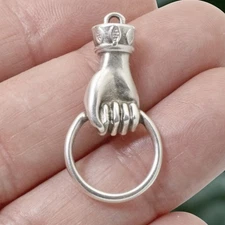 Hand Holding Ring Connector, Silver Customizable Charm Holder, Versatile 2-Pack