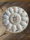 Hand-painted ceramic deviled egg plate with floral design — photo 1
