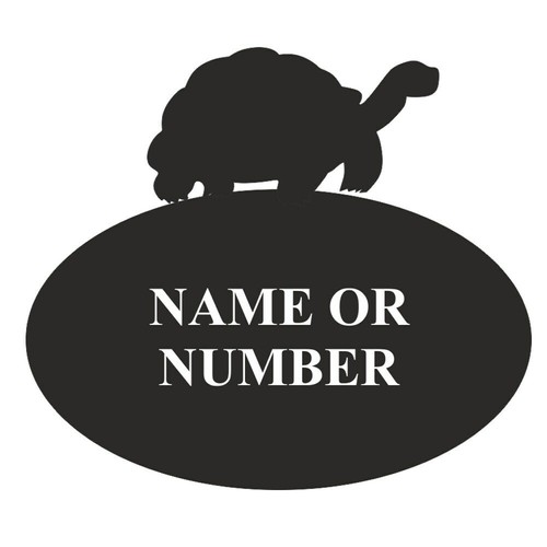 Tortoise Oval House Plaque - Personalised Black Metal House Sign