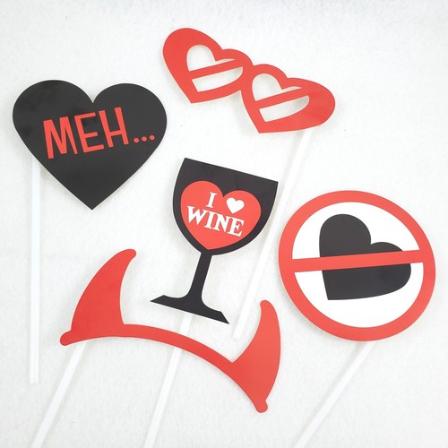 5 Anti Valentines Day Party Photo Booth Props Set Galentines Wine Heart Breakup - 第 7/8 張圖片