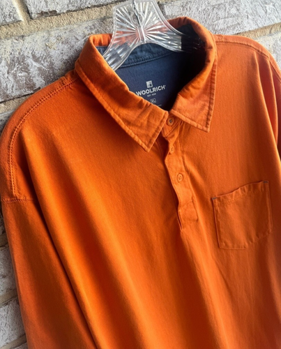 Woolrich Short Sleeve 1/4 Button Pullover Orange Polo Shirt Men's Size XL - Picture 7 of 8