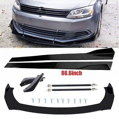 Front Rear Bumper Lip Splitter Spoiler For VW Scirocco R-Line Glossy Black Body