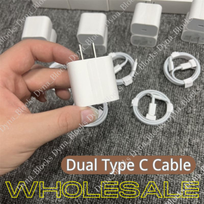 For iPhone 15 Pro Android Samsung 20W PD USB C Fast Charge Cube Type C Cable Lot