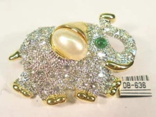 #..4...Pc's..LOT.. BROOCHES..DESIGNER  VINTAGE ANNIMAL ELEPHANT CRYSTALS 636last