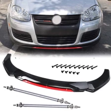 For Volkswagen Jetta Front Bumper Lip Spoiler Splitter Body Kit Black+Red