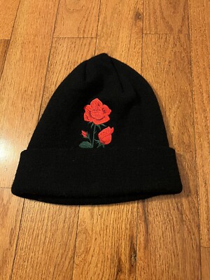 Nordstrom David & Young Black Rose Beanie Womens O/S NWOT