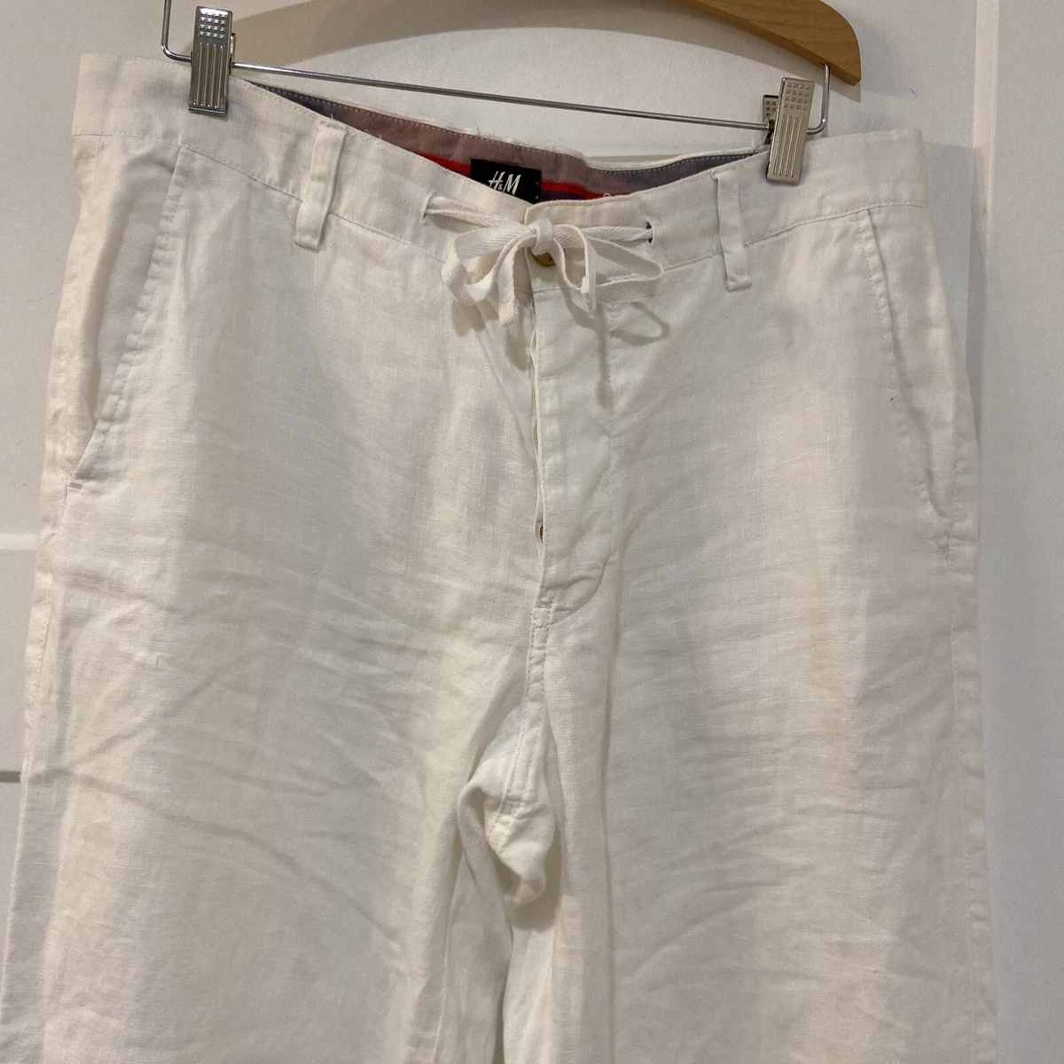 H and m white deals pants