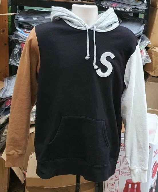 Sweat à capuche SS19 Supreme S Logo Colorblocked taille M noir moyen