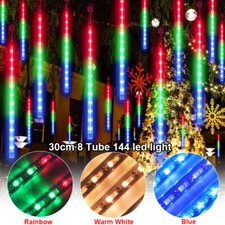 144 LED Solar Lights Meteor Shower Rain Tree String Light Garden Party Outdoor