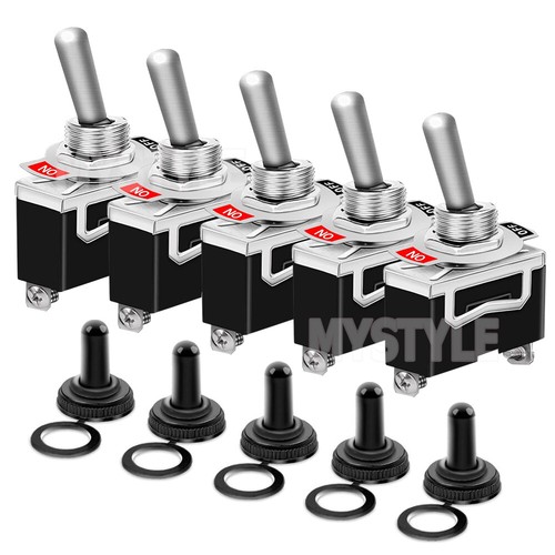 5pcs 12 Volt Toggle Flick Switch Waterproof ON/OFF Car Dash Light Metal Boot - Picture 11 of 11