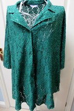 Michele Hope Ladies Sequin Lace Jacket Size 26 28 Emerald Green Occasion Evening