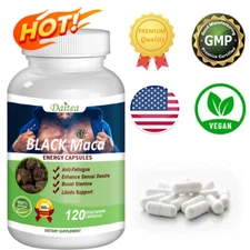 Black Maca Capsules | 30 To120 | Red, Yellow, Black Maca | Enhance Endurance