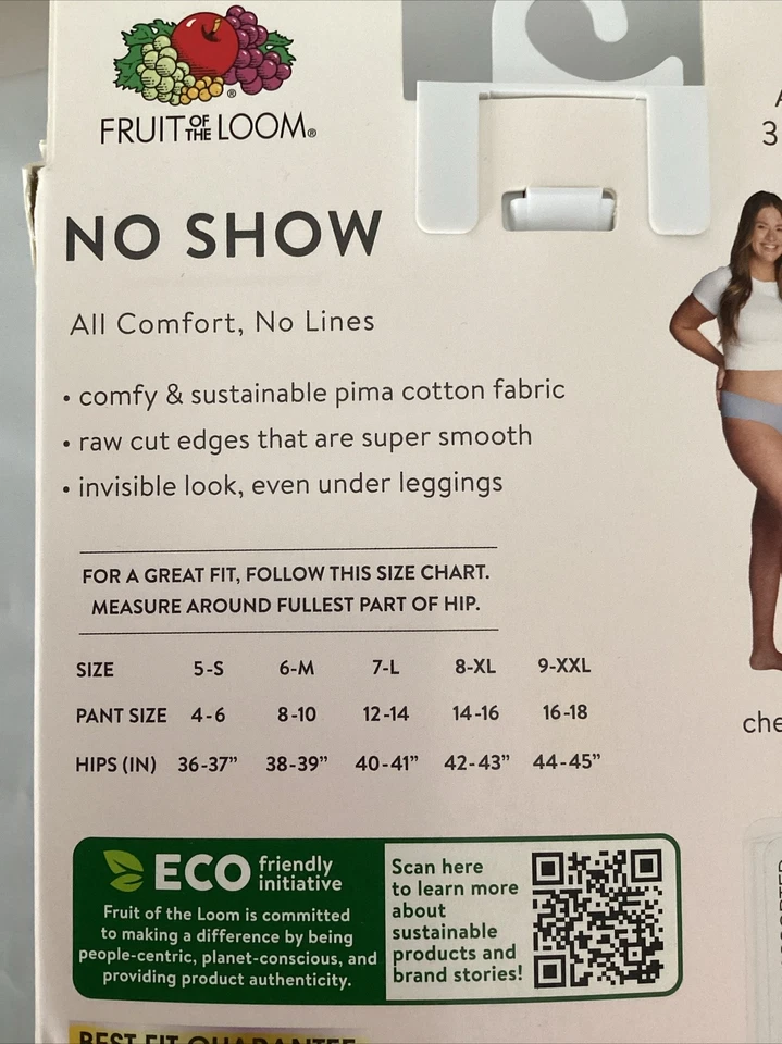 FRUIT OF THE LOOM 3 Pares NO SHOW PIMA ALGODÓN HIPSTERS Bragas Talla 2XL/9* Foto 4 de 4