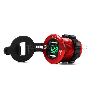 Quick Charge 3.0 Dual USB Charger With LED Voltmeter Waterproof Fit For Car Boat