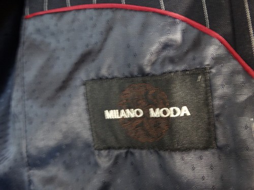 Milano Moda 3 Button Men's Suit 42R Black pin Striped Pants 36x27 - Picture 6 of 9