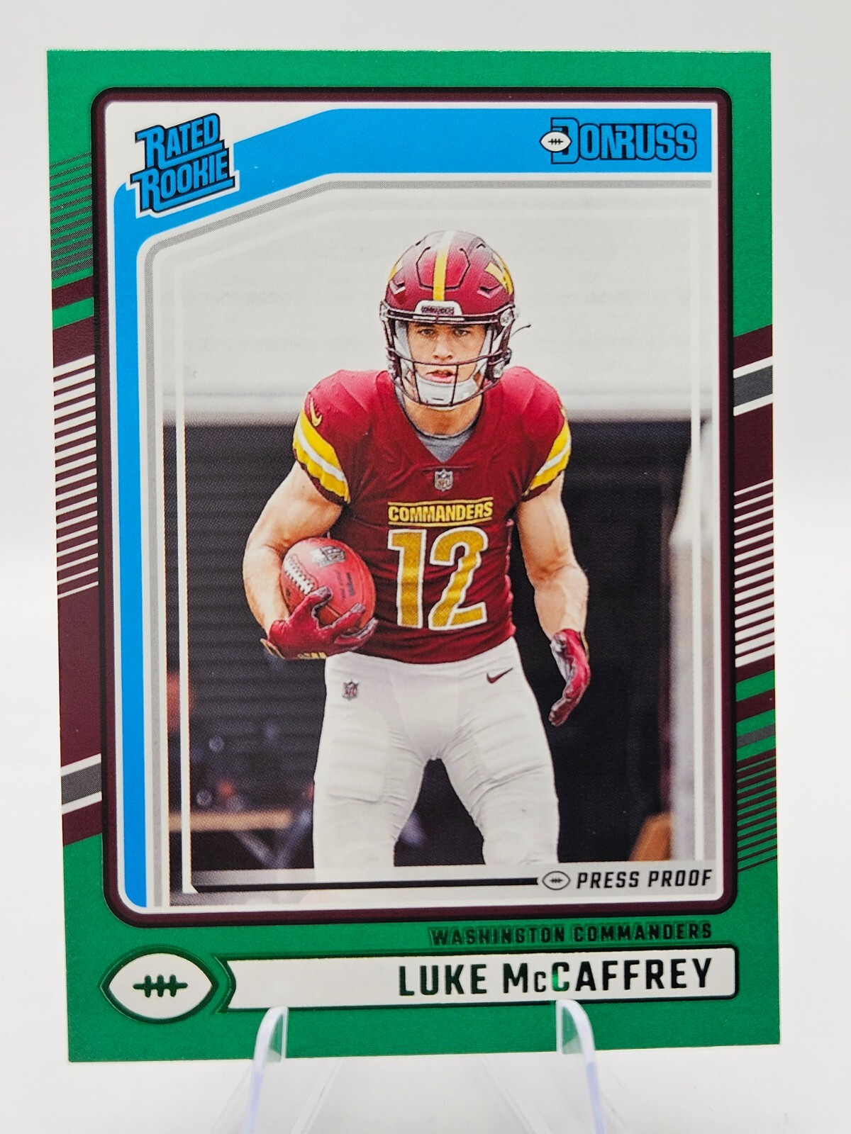 2024 Donruss Luke McCaffrey Green Press Proof Rated Rookie #302 Commanders RC