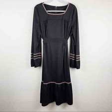 VINTAGE | Flare Midi Ruffle Dress Multicolor Trim