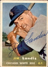 Jim Landis Chicago White Sox 1957 Topps Signed Baseball Card #375 DECEASED