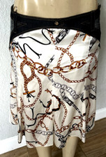 VTG KAREN MILLEN ENGLAND 100 Silk W/Denim CHAIN LINK SKIRT SZ8 UK12 11b