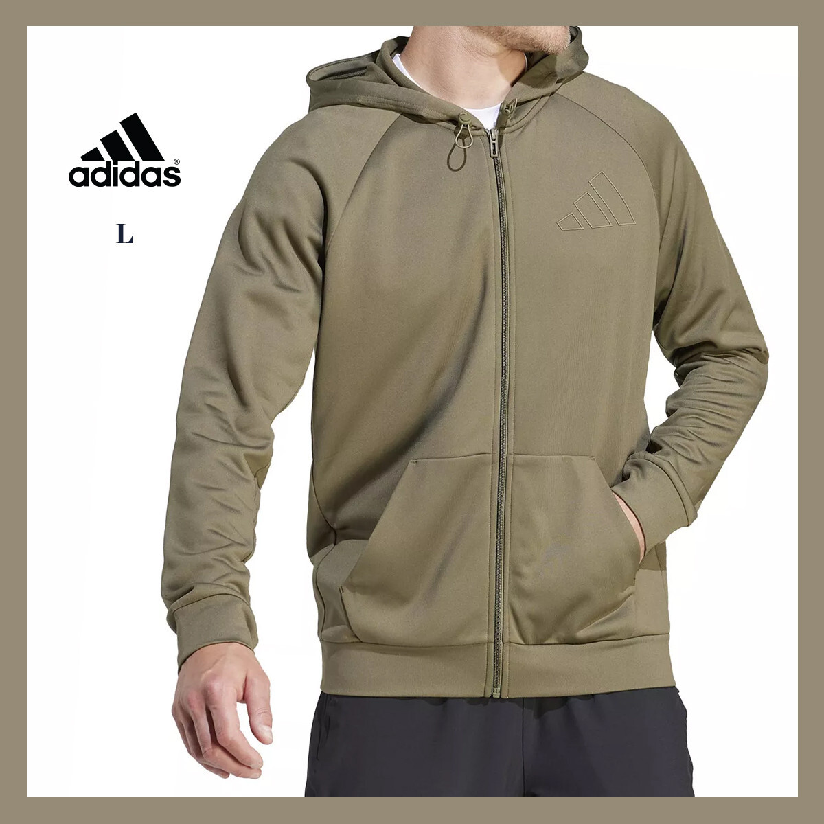 NWT Adidas Men's Logo Moisture-Wicking Training Full-Zip Fleece