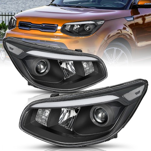 For 2014 2015 2016 Kia Soul Projector Halogen Headlights Assembly Pair 14-16