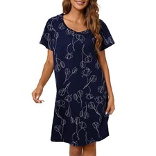 Women's Nightgown Short Sleeve Sleepshirts House Dress Sleepwear Casual Print...